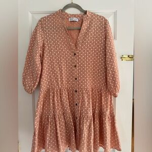 Petal & Pup peach linen swing dress polka dots